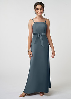 Azazie Anina Junior Robe Trapèze en Satin extensible Arc Violet Crépusculaire image3