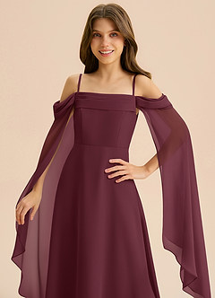 Azazie Moana Junior Linia A Pofałdowany Szyfon Długość podłogi Młodsza druhna Sukienka image7