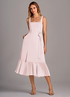 Azazie Deb Bridesmaid Dresses Blushing Pink A-Line with Pockets Chiffon Convertible Dress image1