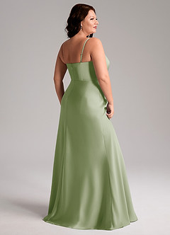 Azazie Lidia Robes de demoiselle d'honneur Robe Sirène en Satin extensible Fente Latérale Vert Sauge image13