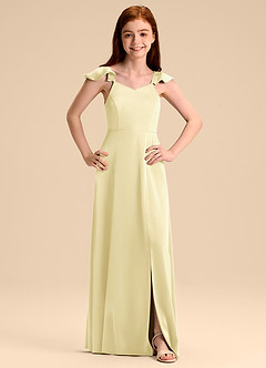 Azazie Everett Junior Klä av A-Line i Stretch Satin Rosett image7