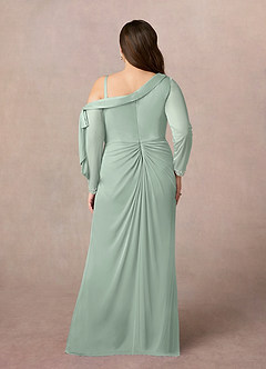 Azazie Marna Mother of the Bride Dresses Agave Sheath One Shoulder Mesh Dress image3