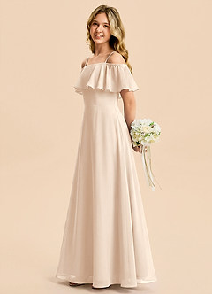Azazie Maggie Junior White Alabaster A-Line Off the Shoulder Chiffon Dress image3
