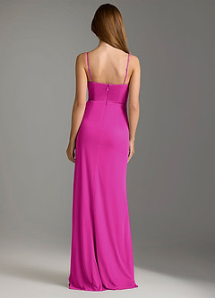 Azazie Maci Robes de demoiselle d'honneur Robe Fourreau en Maille Plissée Fuchsia image2
