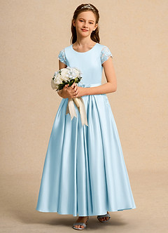 Azazie Bunny Junior Formal vestidos de niña de las flores Vestido de Azul Cielo de Encaje de Princesa image3