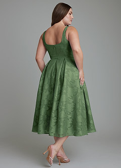 Azazie Amalie Bridesmaid Dresses Eucalyptus A-Line Pleated Floral Burnout Dress image11