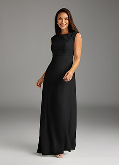 Azazie Bettina Abiti per la Madre della Sposa Abito A-Line in Chiffon Pizzo Nero image3