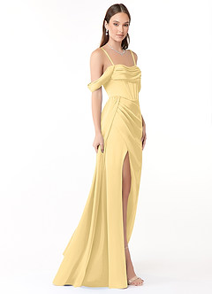 Azazie Amyra Bridesmaid Dresses Butter Mermaid Off the Shoulder Stretch Satin Convertible Dress image6