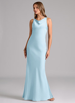 Azazie Allettie Bridesmaid Dresses Sky Blue Mermaid Stretch Satin Dress image5