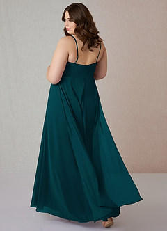 Azazie Emerald Vestidos de damas de honor Vestido de Pino de Gasa de Corte en A con Volantes image8