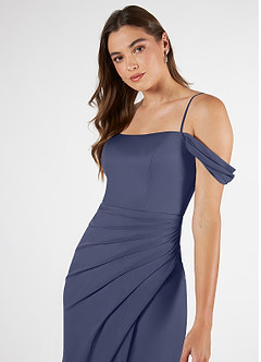 Azazie Kit Bridesmaid Dresses Stormy Mermaid Off the Shoulder Mesh Dress image6