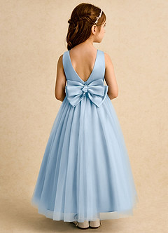 Azazie Lior Flower Girl Dresses Powder Blue Ball-Gown Pleated Tulle Dress image5