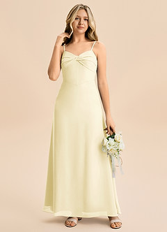 Azazie Jordyn Junior Lemon Sorbet A-Line Sweetheart Neckline Chiffon Dress image5