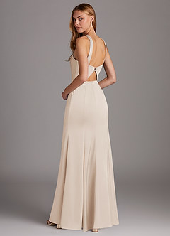 Azazie Elana Final Sale White Alabaster Mermaid Side Slit Stretch Satin Dress image2