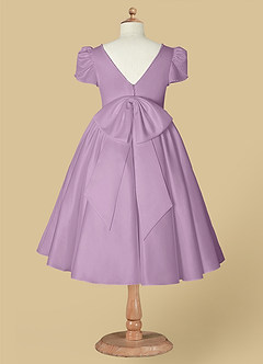 Azazie Juno vestidos de niña de las flores Vestido de Glicinia de Satin Mate de Corte En A con Escote de Corazón image7