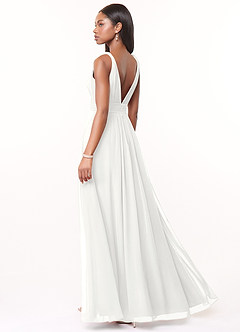 Azazie Maren Abiti da Damigella Abito A-Line in Chiffon Plissettato Bianco image4