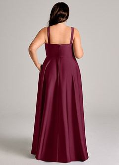 Azazie Shaude Bridesmaid Dresses Mulberry A-Line Pleated Stretch Satin Dress image13