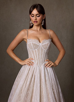 Azazie Sienna Trouwjurken Jurk van Kant met A-Lijn Sweetheart Halslijn Diamant Wit Naakt image9