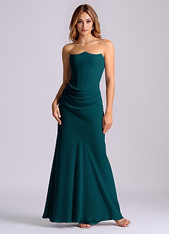 Azazie Debby Bridesmaid Dresses Pine Mermaid Strapless Chiffon Dress image1