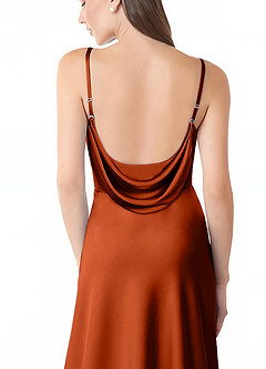 Azazie Alaija Bridesmaid Dresses Paprika Mermaid Side Slit Stretch Satin Dress image6