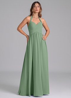 Azazie Darlyn Bridesmaid Dresses Matcha A-Line Pleated Chiffon Dress image4