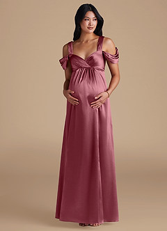 Azazie Rhea Abiti da damigella d'onore premaman Abito A-Line Plissettato Raso Metallizzato Floor-Length image6