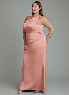 Azazie Akilah Bridesmaid Dresses Rosette Mermaid One Shoulder Stretch Satin Dress image11