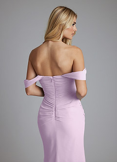 Azazie Luiza Brudtärnklänningar Klä av Sjöjungfru i Chiffong Av axeln Frostad Lila image3