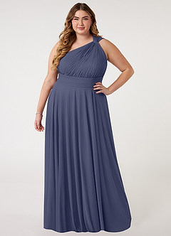 Azazie Charlize Bridesmaid Dresses Stormy A-Line One Shoulder Mesh Dress image6