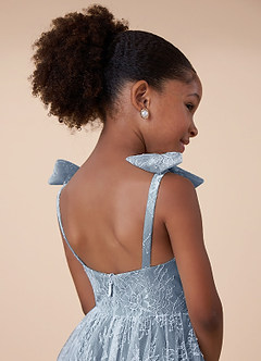 Azazie Tilly Flower Girl Dresses Diamond White Dusty Blue A-Line Lace Dress image6