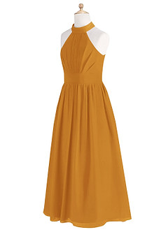 Azazie Iman Junior Butterscotch A-Line Pleated Chiffon Dress image8