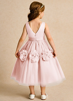 Azazie Vola vestidos de niña de las flores Vestido de Rosa Rubor de Tul de Princesa con Sin mangas image2