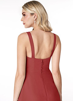 Azazie Jay Bridesmaid Dresses Rust A-Line Square Neckline Side Slit Chiffon Dress image6