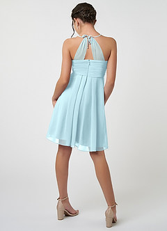 Azazie Ginny Junior Abito A-Line in Chiffon Plissettato Nuvola Blu image2