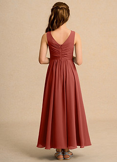 Azazie Ducky Junior Formal Blumenmädchenkleider A-Linie Plissee Chiffon Kleid Terrakotta image2