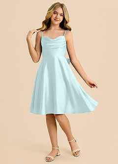 Azazie Bear Junior Sea Glass A-Line Sweetheart Neckline Stretch Satin Dress image3