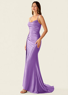 Drape Lavender Satin Prom Dress image6