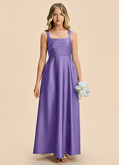 Azazie Azaria Junior Tahiti A-Line Pleated Stretch Satin Dress image3