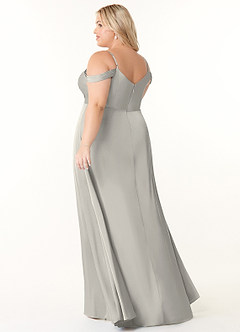 Azazie Ocean Bridesmaid Dresses Pebble A-Line V-Neck Pleated Stretch Satin Dress image9