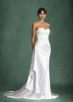 Azazie Angel Vestidos de novia Vestido Diamante Blanco de Charmeuse de Corte Sirena con Palabra de honor image6