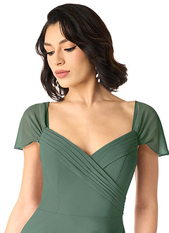 Azazie Tancie Bridesmaid Dresses Eucalyptus A-Line Off the Shoulder Chiffon Convertible Dress image3