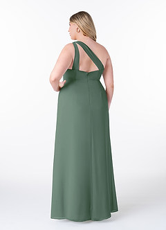 Azazie Maive Robes de demoiselle d'honneur Robe Fourreau en Mousseline de soie Plissé à volants Eucalyptus image8