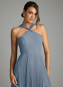 Azazie Afra Abiti da Damigella Abito A-Line in Chiffon Plissettato Crepuscolo image5
