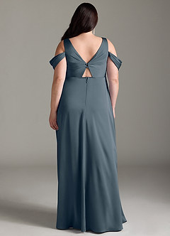 Azazie Rhea Maternity Bridesmaid Dresses A-Line Off-The-Shouler Pleated Stretch Satin Floor-Length Dress image9