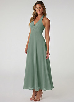 Azazie Tessie Suknie dla druhen Linia A Pofałdowany Szyfon Długość kostki Sukienka image3