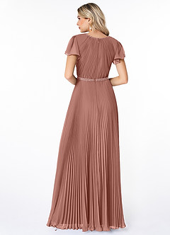 Azazie Kara Modest Bridesmaid Dresses A-Line Pleated Chiffon Floor-Length Dress image2