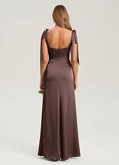 Azazie Frostine Bridesmaid Dresses Ganache A-Line Bow Stretch Satin Dress image7