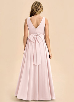 Azazie Hathaway Junior Blushing Pink A-Line Bow Chiffon Dress image1