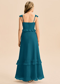 Azazie Tavie Junior Vestido de Azul Tinta de Gasa de Corte en A con Volante image2