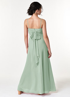 Azazie Cosette Junior Agave A-Line Bow Chiffon Dress image2